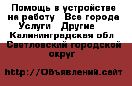 Помощь в устройстве на работу - Все города Услуги » Другие   . Калининградская обл.,Светловский городской округ 